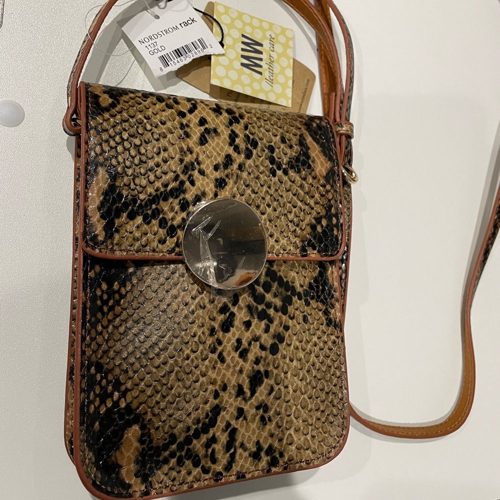 MW Most Wanted Python Snake Crossbody handbag, brown / gold plated
